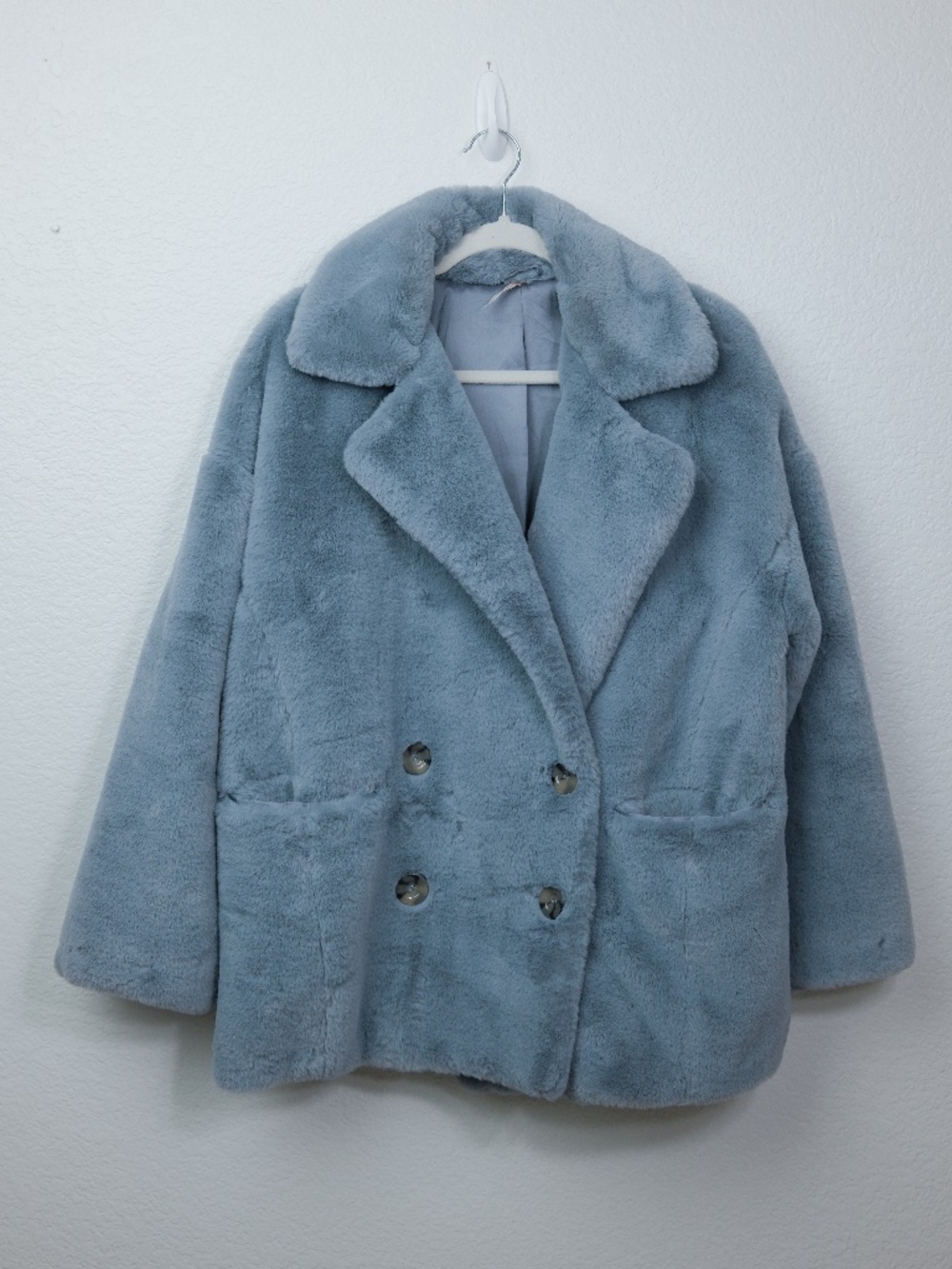Free People Solid k+Kate Faux Fur Coat in Grey Size M